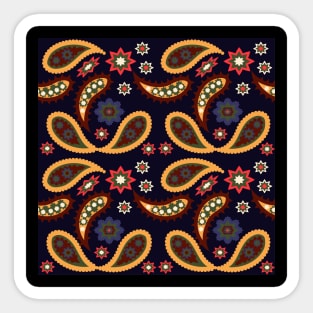 pattern with leaves and flowers paisley style Sticker